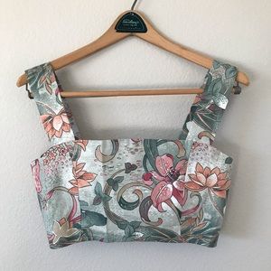 Handmade floral crop tank top